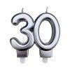 svíčka na dort číslice 30 stříbrná