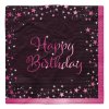 Párty ubrousky Happy Birthday 16ks černá růžová