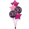 Fóliový balónek 30 happy birthday 45cm holografický černá růžová