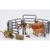 ZooLandia Farmář s křovinořezem  a hnědá kráva s telátkem