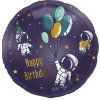 Fóliový balónek  45 cm Happy Birthday vesmír s kosmonauty