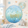 Fóliový balónek kulatý Hello world! modrý 43 cm