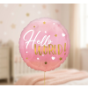 Fóliový balónek kulatý Hello world! růžový 43 cm