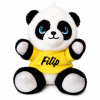 Plyšová panda s farebným tričkom a menom 17 cm