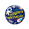 Balónková bublina Kosmonaut Happy Birthday - modrá - 56 cm