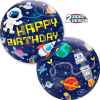 Balónková bublina Kosmonaut Happy Birthday - modrá - 56 cm
