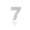 Svíčka dortová číslo 7 stříbrná třpytivá