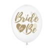 Kulaté latexové balónky 30 cm průhledné se zlatou Bride To Be, 6 ks