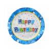Party talířky -  Happy Birthday modré - 18 cm - 6 ks