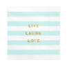 Party ubrousky - Live, Laugh, Love - modrý pruh - 20 ks